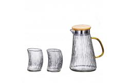 China Bark Texture Glass Serving Pitcher , Borosilicate Hot Water Carafe Set supplier