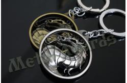 China Dragon Designed Zinc Alloy Metal Key Chains Metal Keyrings Antique Gold Silver Plating supplier