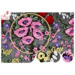 Multi Colored Floral Heavy Embroidered Lace Fabric For Evening Dress OEM for sale