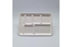 China 6 Compartment Disposable Plates Biodegradable Divided Rectangle Tray supplier