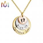 Cadmium Free SS Engraved Round Pendant Necklace for sale