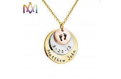 China Cadmium Free SS Engraved Round Pendant Necklace supplier