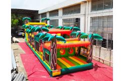 China Long Palm Tree Bouncy Castle Inflatable Obstacle Course 13.2X4.7X3 M supplier