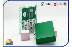 China Green Customized Rectangle Drawer Paper Box 4C Printed Rigid Cardboard With Silk Ribbon supplier