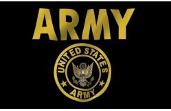China USA Army Crest Flag Water-resistant Black And Gold Army Flag Polyester Header supplier