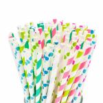 Colorful  Polka Dot Paper Straws Safe And FDA Approved Environmental Friendly for sale