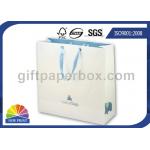 Eco friendly Recycled White Paper Kraft Bag with Ribbon Handle , Kraft Paper Shopping Bags for sale