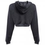 Long Sleeve  Cropped Cotton Drawstring Crop Top Hoodie Pullover
