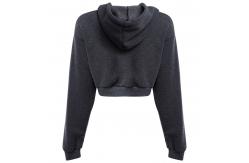 China Long Sleeve  Cropped Cotton Drawstring Crop Top Hoodie Pullover supplier