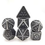 Waterproof Sharp Edged Metal RPG Dice Set 7 Piece Practical Sturdy Polyhedral Black And White Color for sale