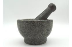 China Reliable Stone Mortar And Pestle Set 100% Solid Granite Round With Base supplier