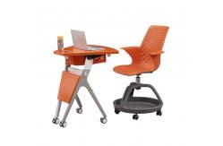 China Foldable Student ABS / PP Plastic Round Training Room Table And Chair Set supplier