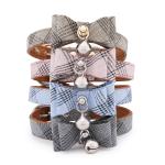 Polyester Fiber Pet Bowknot Dog Collar Oblique Stripe Cat Bell Collar for sale