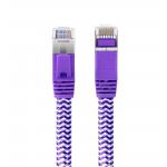 EJE Brand Flat CAT.6A FTP Blue White Stripe Patch Cable Special Design for 10 Gigabit Network for sale