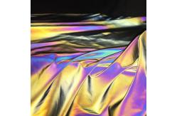 China Iridescent Rainbow Reflective Fabric Material Spandex Reflector Elastic Stretch Polyester supplier