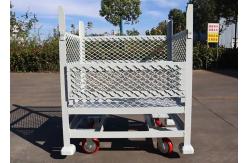 China Industrial Mobile Rigid Mesh Stillage Pallet Cage Trolley With Castors supplier