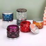 Mosaic Honeycomb Embossed Empty Glass Candle Jars 4OZ 120ML Candle Container For Wedding Party for sale