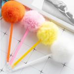 Lovely Colorful Soft Fluff Plastic Ball Pen 1.0mm Slender Barrel Gift Ballpoint Pens for sale