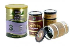 China Coffee Powder Empty tin plate cans , metal canisters with easy open lid supplier