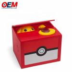 OEM factory make Cartoons Plastic Coin Bank PVC Pika With Lock Key Piggy Bank Plastic for sale
