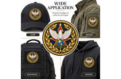 China Custom Eagle Embroidered Badges with Detailed Gold Stitching for Clothing supplier