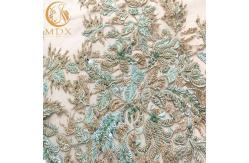 China 140Cm Width 3D Embroidery Lace Fabric With African Beaded  5 Yards supplier