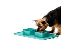 China Double Collapsible Dog Bowls Travel Portable With Silicone Mat supplier