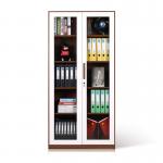 Office Home Glass Door Full Height Metal Shelf Cabinet for sale