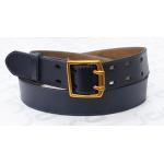 Navy Classic Leather Mens Belt , Casual Male Belts With Double Pins Gold Buckle for sale