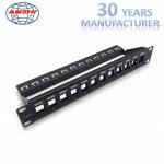 Plastic Powder Cladding Unshielded Unloaded Patch Panel 12 Port CAT5E CAT6 CAT6A UTP for sale