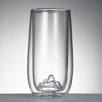 Mountain Shap Clear Coffee Mugs , Borosilicate Insulated Double Wall Glass Cup