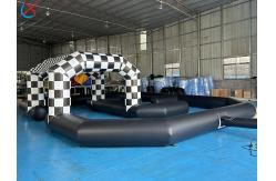 China Black And White Factory Inflatable Large Track Racing Inflatable Obstacle Course supplier