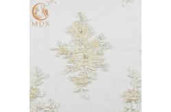 China 91.44cm Length Off White Lace Fabric / Embroidered Tulle Fabric By The Yard supplier