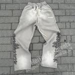 Custom Mens Joggers Fleece Wide Leg Flared Baggy Acid Wash Vintage Stacked Sweatpants Men Casual Sweat Pants Trousers for Men for sale