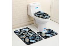 China Stone Printed 3 Pc Bath Rug Set 45*75cm Toilet Seat Cover Rug supplier