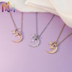 Boho Style Hypoallergenic Moon And Star Pendant Necklaces With 55CM Chain