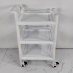 Modular 3-Shelf Medical Trolley with Safety Rails Easy Assembly Plastic Cart