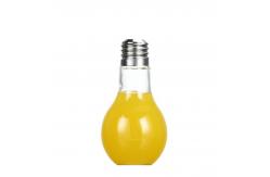 China Light Bulb Shape Glass Beverage Bottle With Lid / Straws Customer Capacity supplier
