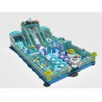 Blue Inflatable Commercial Bouncy Castle With Slides Obstacles for sale