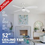 110-240V/50Hz-60Hz Input Voltage Smart Remote Control Ceiling Fan White Plywood Blades for sale