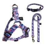 Heavy Duty Collar Leash Harness Set Puppy Adjustable Flower Pattern Pet Lope for sale