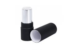 China Black Paper Lipstick Tube Packaging Customized With Shiny Silver Mechanism supplier