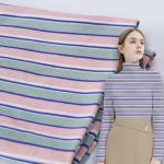 100% Cotton Double Knit Fabric , Soft Stripe Knit Fabric For Long Sleeve Clothes for sale