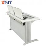 School Flip Top Computer Desk / Double Computer Table With High Texture Surface
