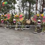 Realistic Animatronic Triceratops Trio: Vibrant Frills & Roaring Motion In Natural Setting for sale