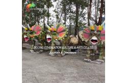 China Realistic Animatronic Triceratops Trio: Vibrant Frills & Roaring Motion In Natural Setting supplier