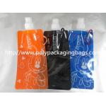 Orange / Blue Plastic Water Bags Stand Up Pouch With Spout Packaging for sale