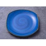 Square Shape Ceramic Shallow Dinner Dish Plate Dinnerware Dark Blue Color for sale