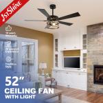 1stshine 52 MDF Industrial Style Ceiling Fan with Remote Control and LED Light 2- for sale