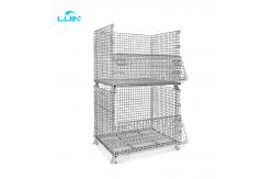 China Heavy Duty Industrial Stackable Wire Mesh Pallet Cage Foldable Steel Mesh Box supplier